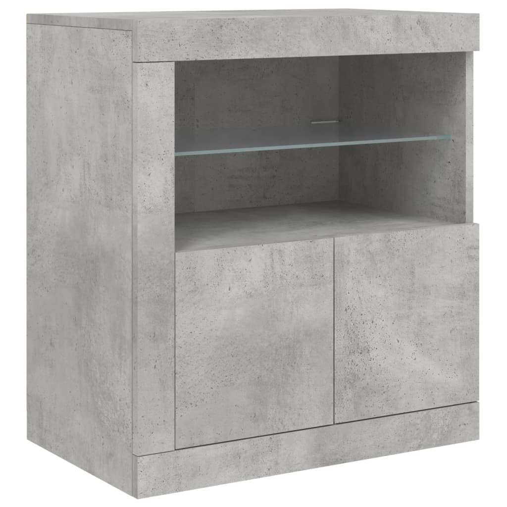 Dressoir met LED-verlichting 202x37x67 cm betongrijs is nu te koop bij PeponiXL, paradijselijk wonen!