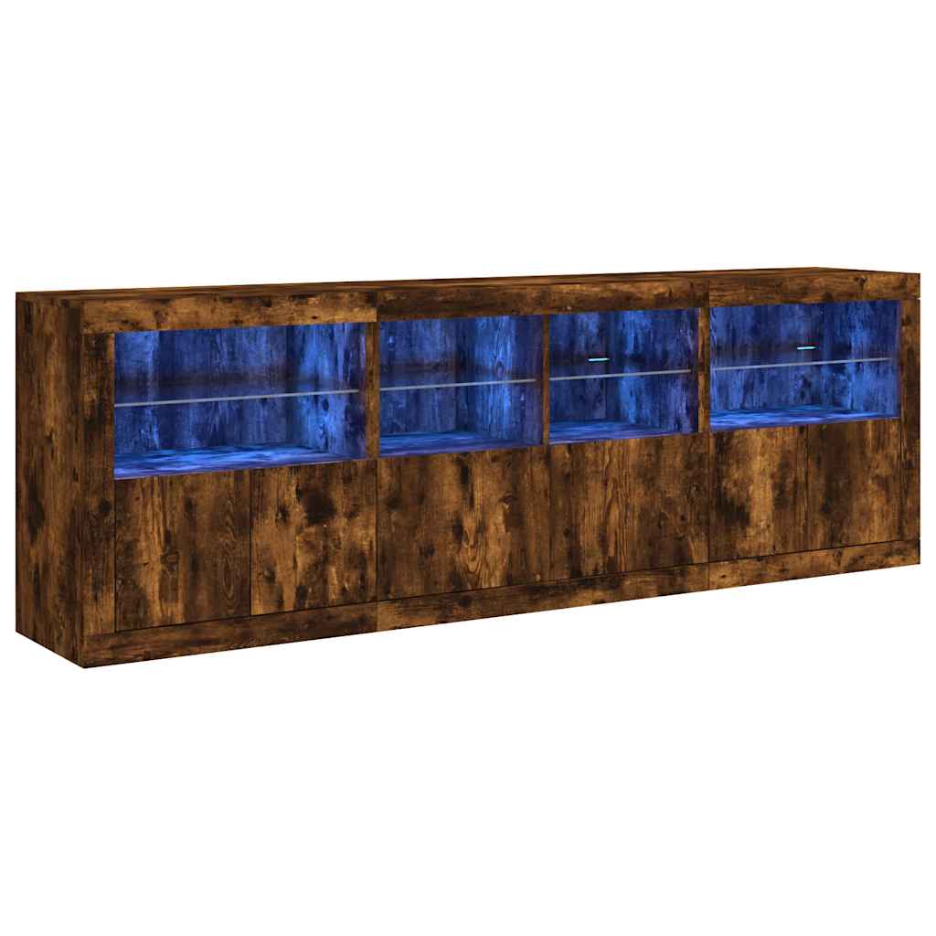 Dressoir met LED-verlichting 202x37x67 cm gerookt eikenkleurig is nu te koop bij PeponiXL, paradijselijk wonen!