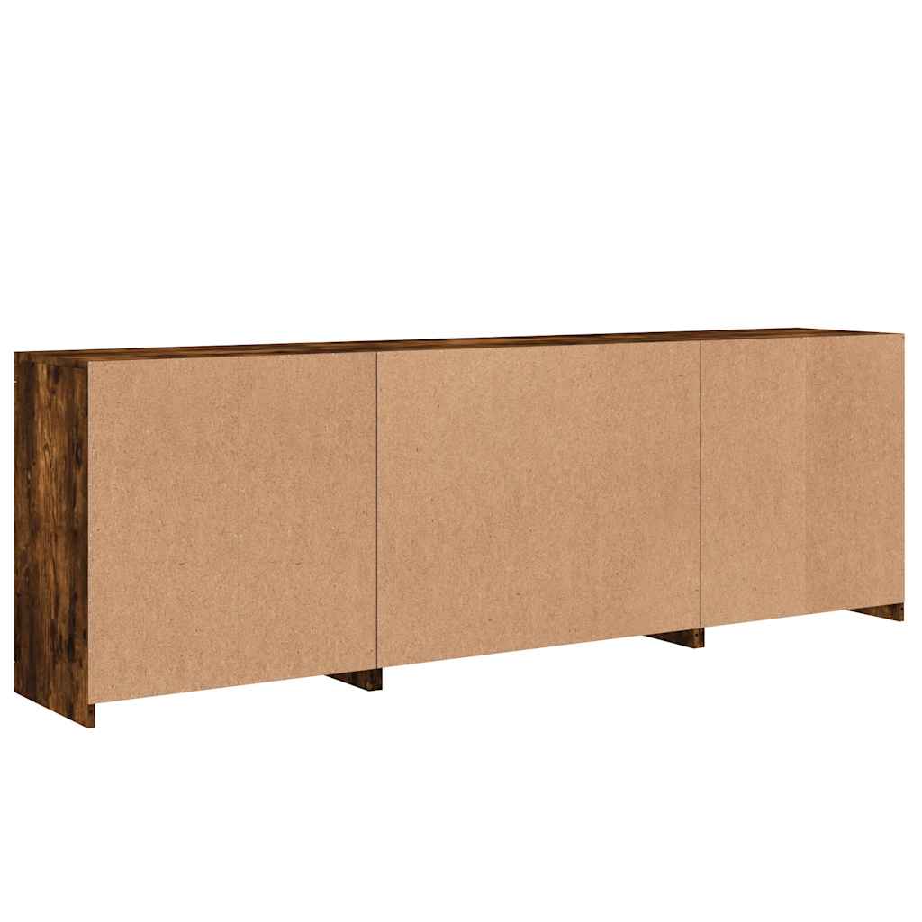 Dressoir met LED-verlichting 202x37x67 cm gerookt eikenkleurig is nu te koop bij PeponiXL, paradijselijk wonen!