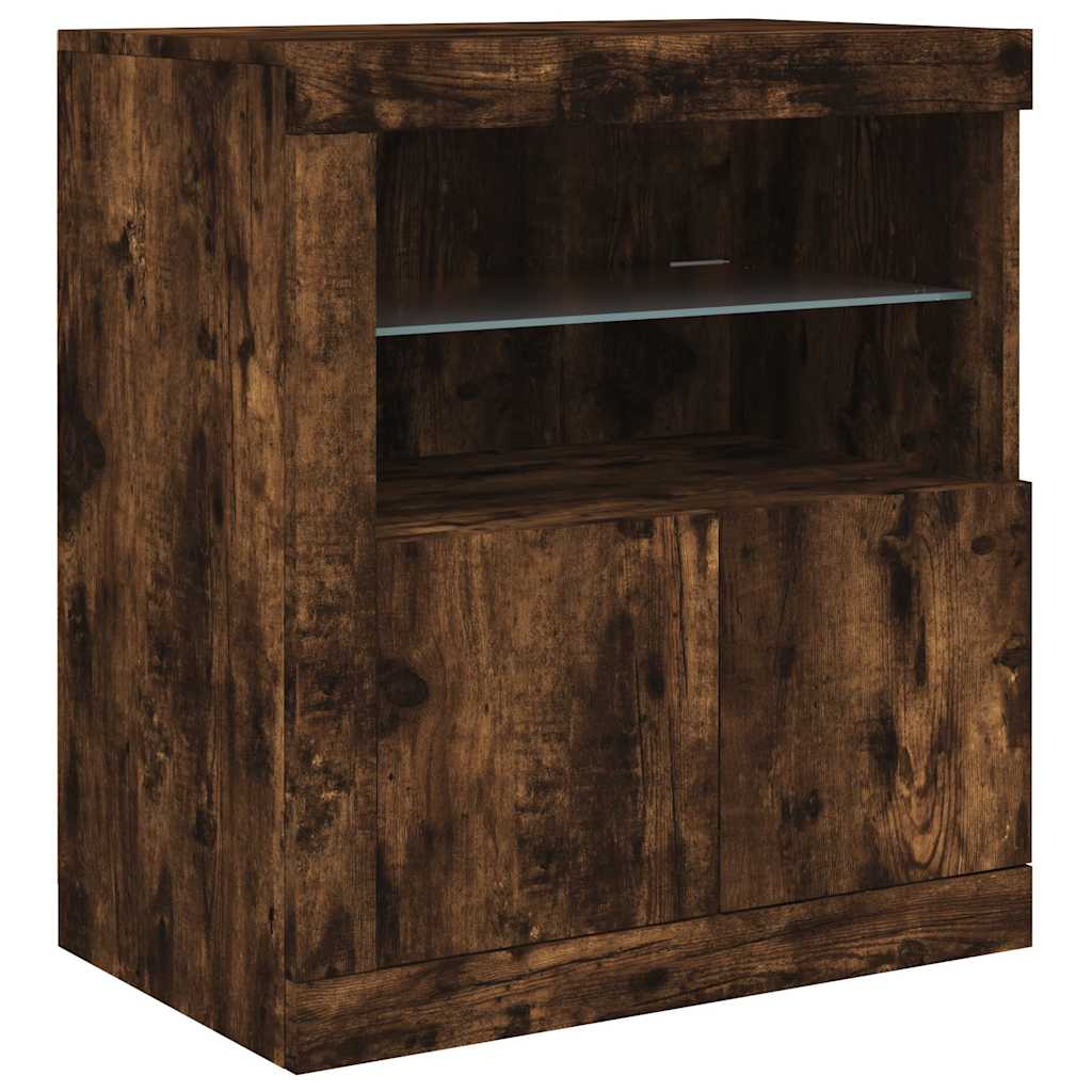 Dressoir met LED-verlichting 202x37x67 cm gerookt eikenkleurig is nu te koop bij PeponiXL, paradijselijk wonen!