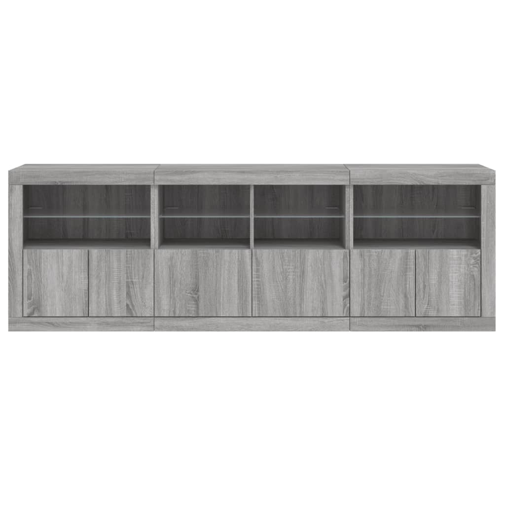 Dressoir met LED-verlichting 202x37x67 cm grijs sonoma eiken is nu te koop bij PeponiXL, paradijselijk wonen!