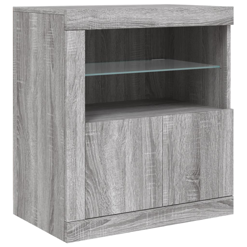 Dressoir met LED-verlichting 202x37x67 cm grijs sonoma eiken is nu te koop bij PeponiXL, paradijselijk wonen!