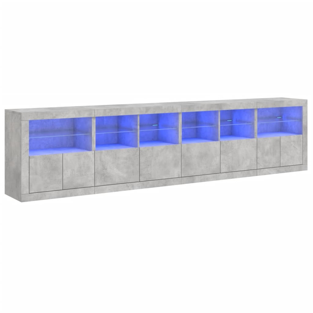 Dressoir met LED-verlichting 283x37x67 cm betongrijs is nu te koop bij PeponiXL, paradijselijk wonen!