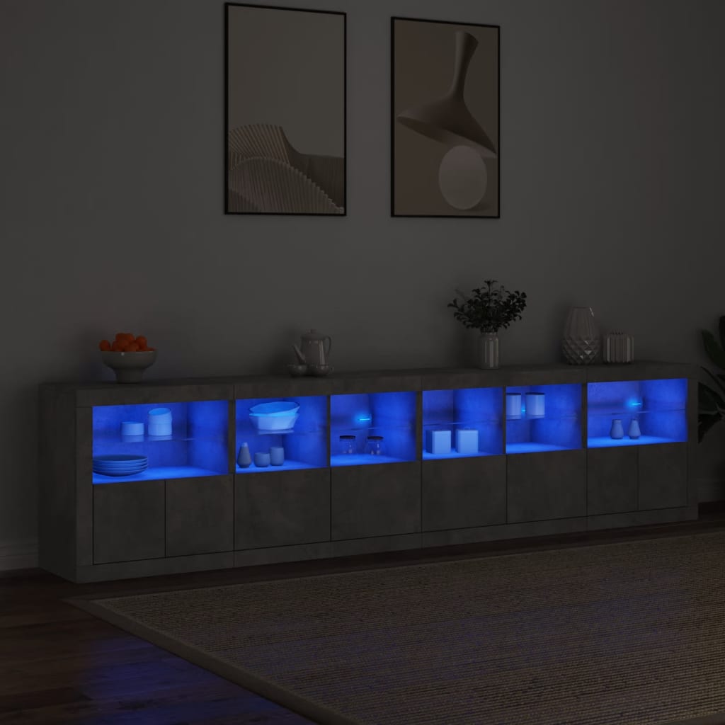 Dressoir met LED-verlichting 283x37x67 cm betongrijs is nu te koop bij PeponiXL, paradijselijk wonen!