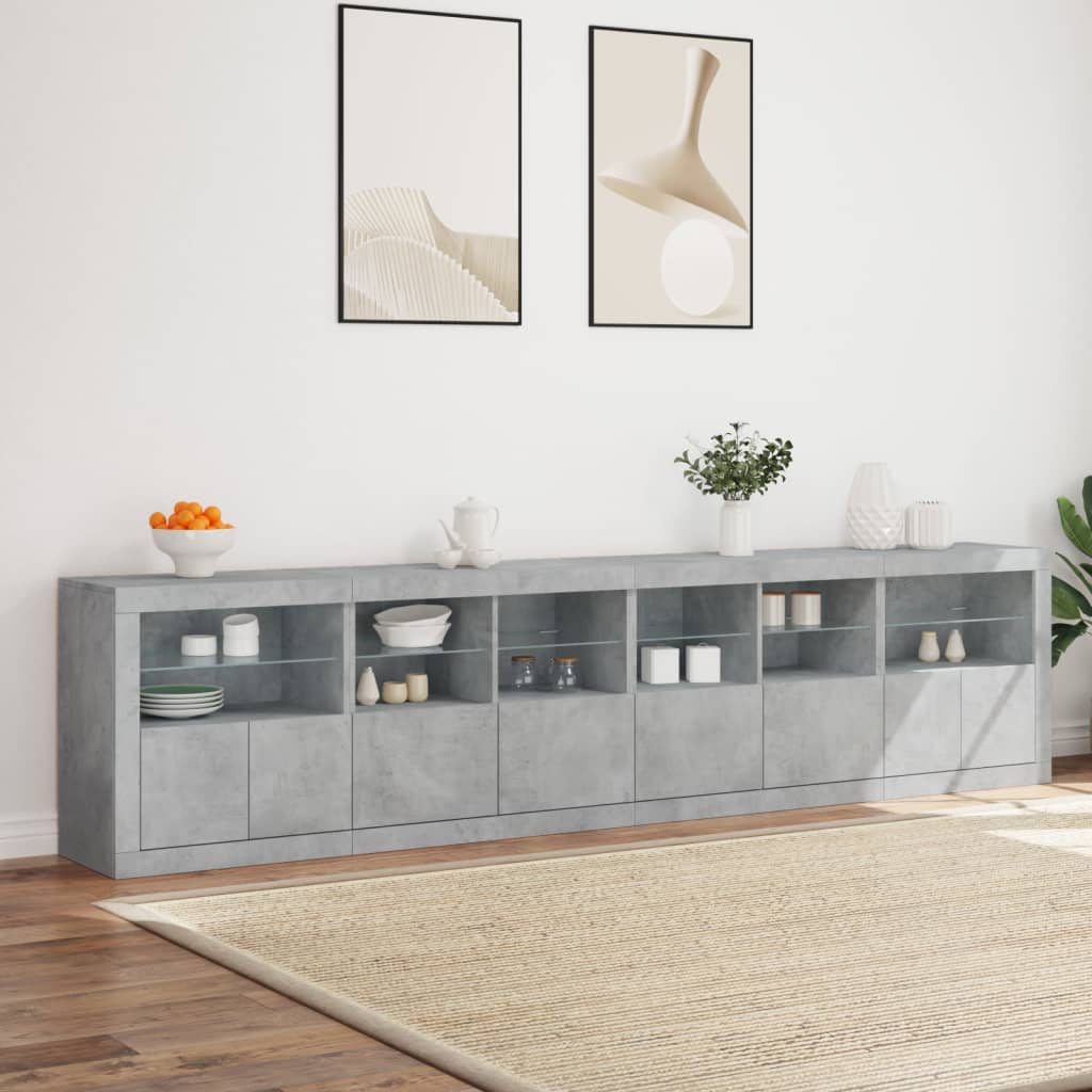 Dressoir met LED-verlichting 283x37x67 cm betongrijs is nu te koop bij PeponiXL, paradijselijk wonen!