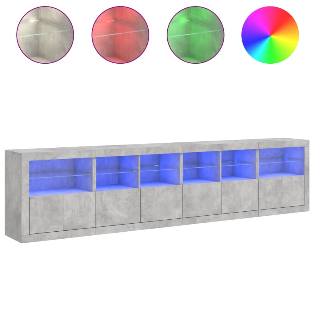 Dressoir met LED-verlichting 283x37x67 cm betongrijs is nu te koop bij PeponiXL, paradijselijk wonen!