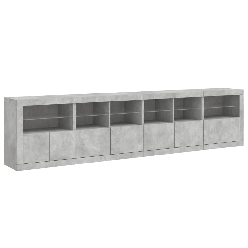 Dressoir met LED-verlichting 283x37x67 cm betongrijs is nu te koop bij PeponiXL, paradijselijk wonen!
