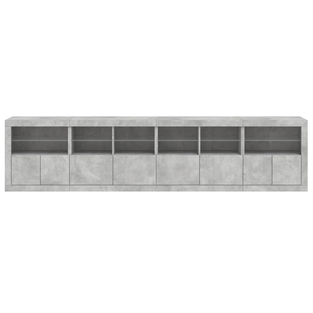 Dressoir met LED-verlichting 283x37x67 cm betongrijs is nu te koop bij PeponiXL, paradijselijk wonen!