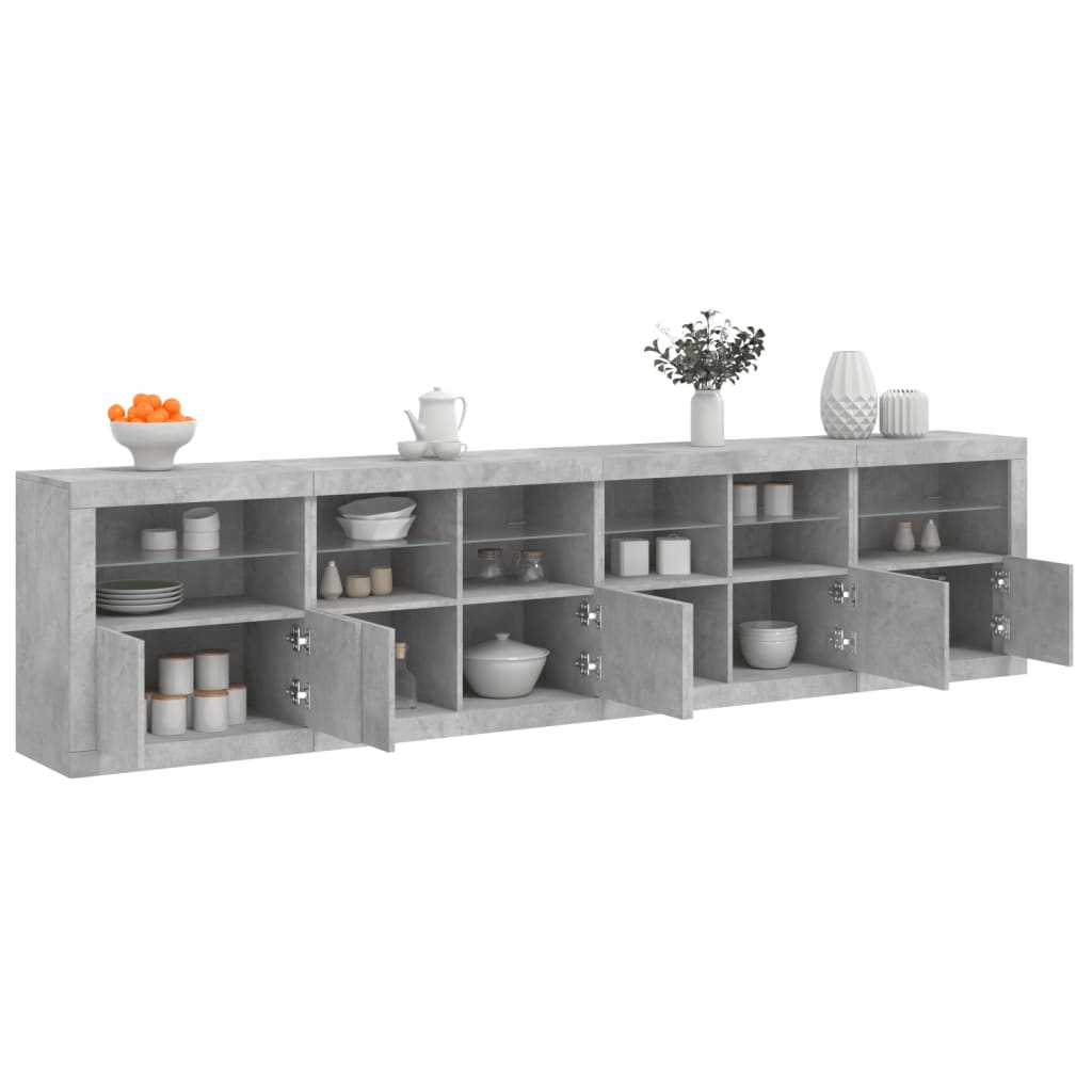 Dressoir met LED-verlichting 283x37x67 cm betongrijs is nu te koop bij PeponiXL, paradijselijk wonen!