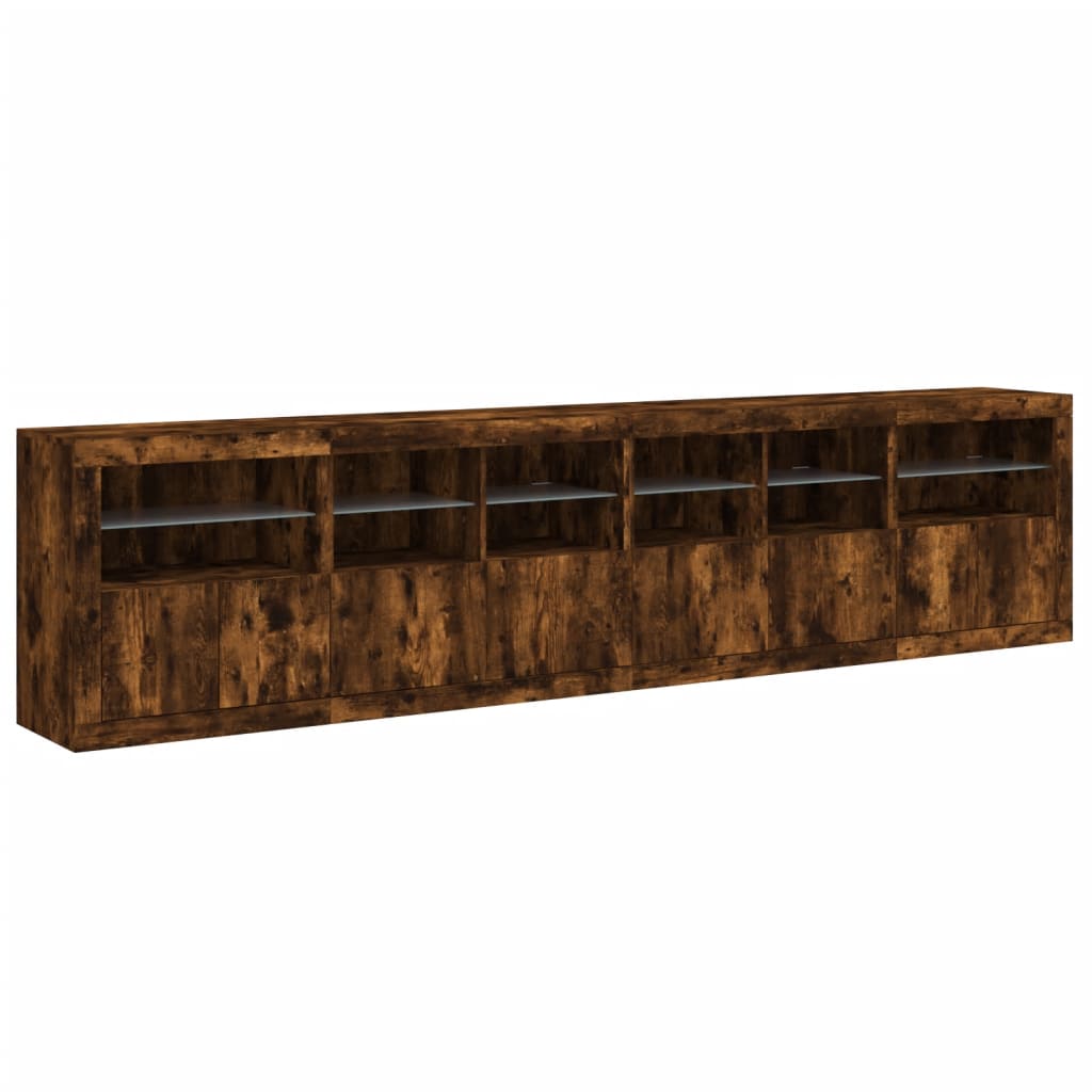 Dressoir met LED-verlichting 283,5x37x67 cm gerookt eikenkleur is nu te koop bij PeponiXL, paradijselijk wonen!