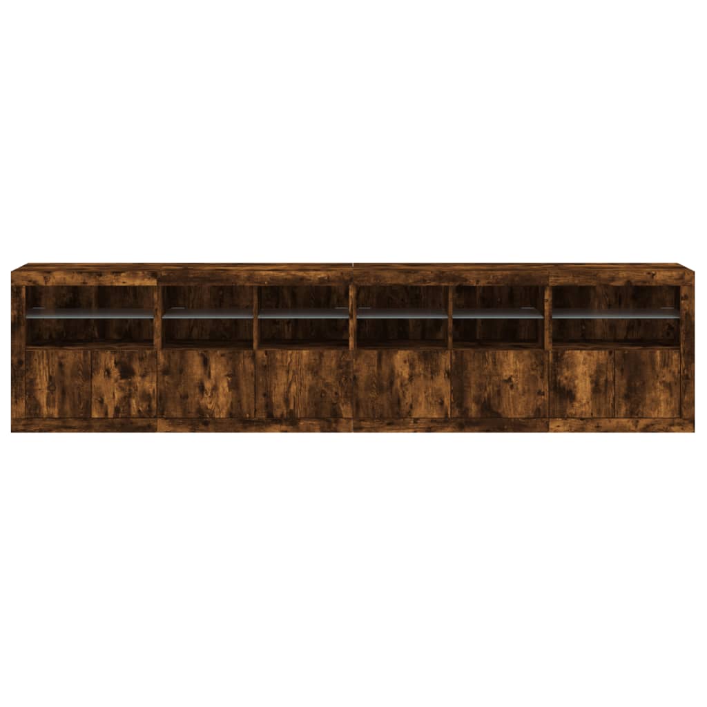 Dressoir met LED-verlichting 283,5x37x67 cm gerookt eikenkleur is nu te koop bij PeponiXL, paradijselijk wonen!