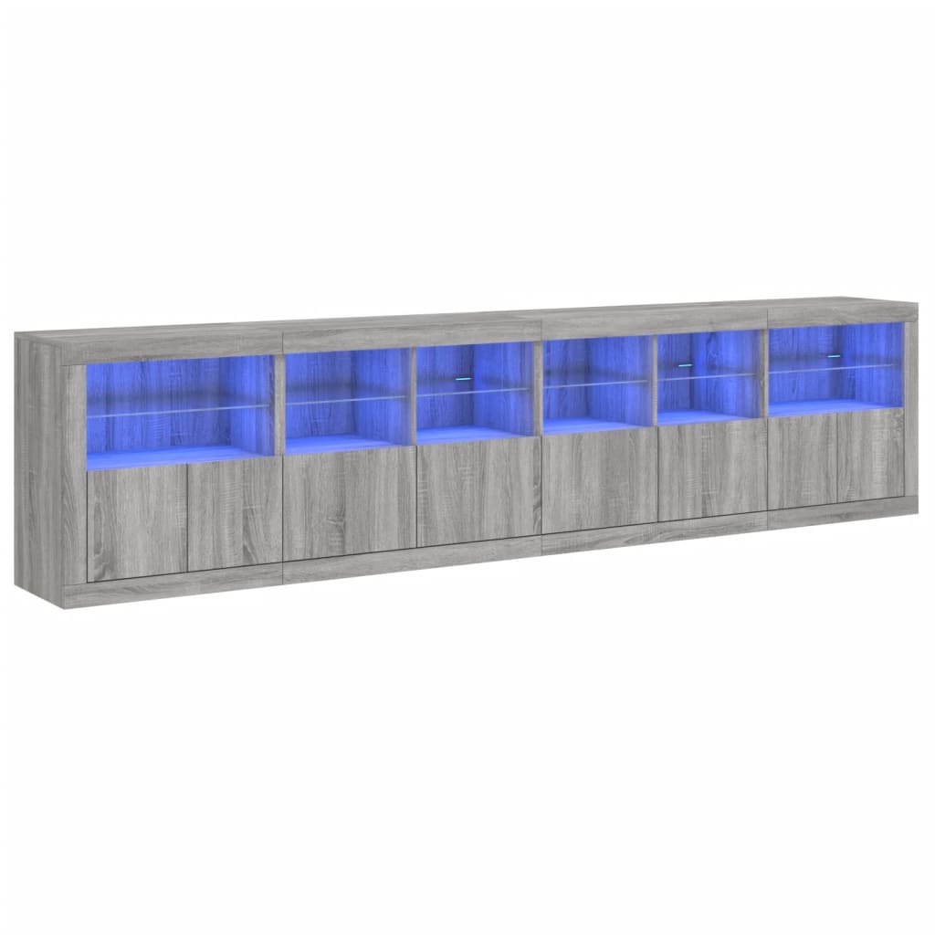 Dressoir met LED-verlichting 283x37x67 cm grijs sonoma eiken is nu te koop bij PeponiXL, paradijselijk wonen!