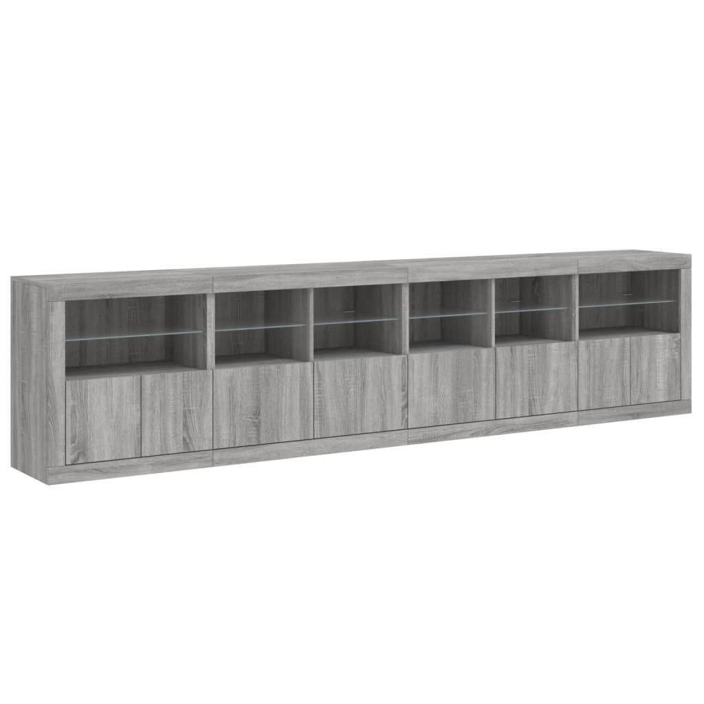 Dressoir met LED-verlichting 283x37x67 cm grijs sonoma eiken is nu te koop bij PeponiXL, paradijselijk wonen!