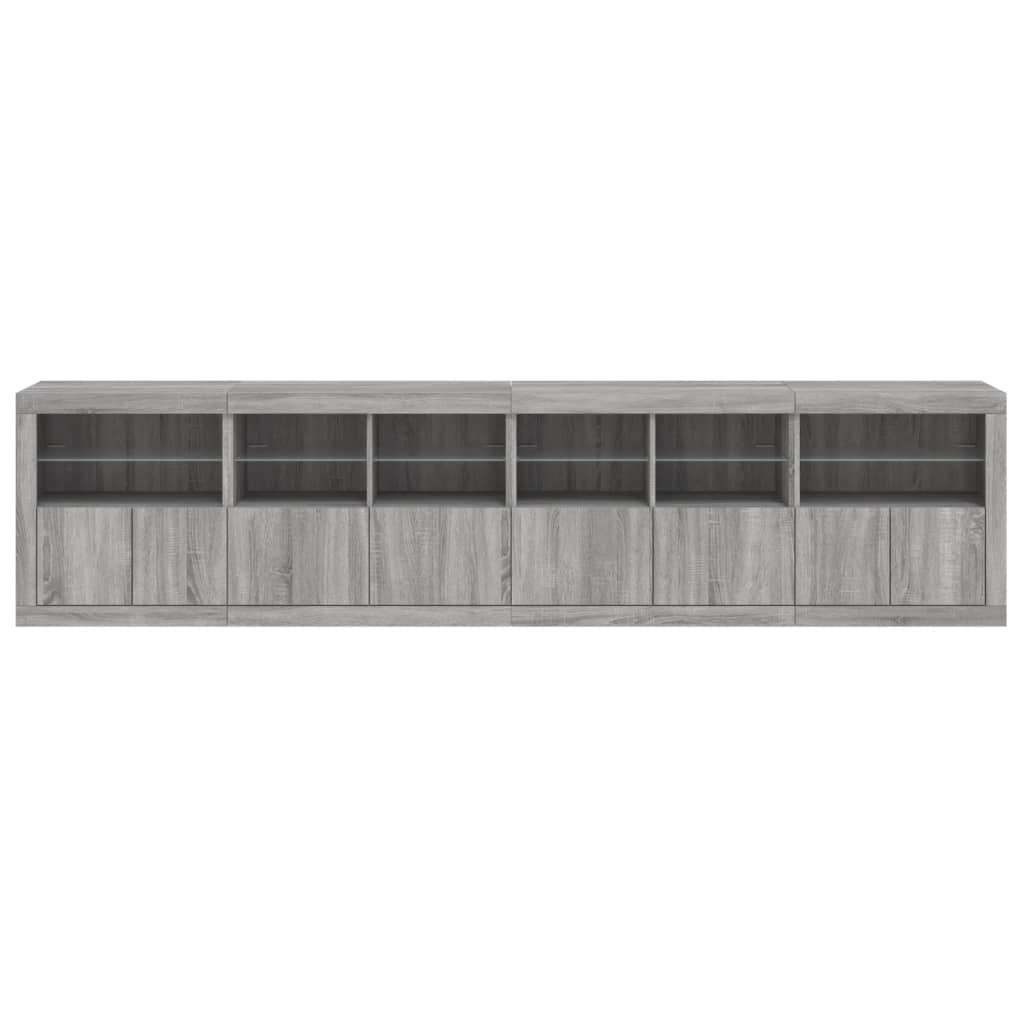 Dressoir met LED-verlichting 283x37x67 cm grijs sonoma eiken is nu te koop bij PeponiXL, paradijselijk wonen!