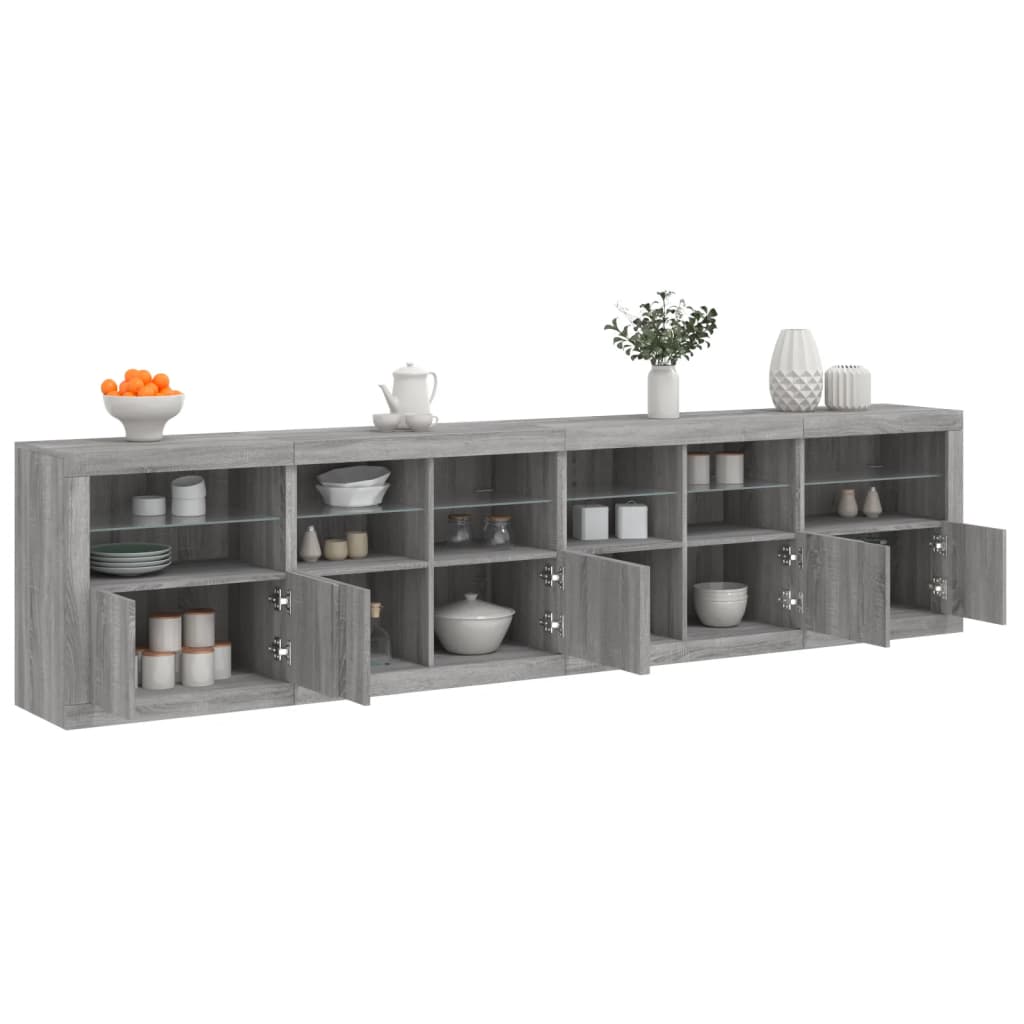 Dressoir met LED-verlichting 283x37x67 cm grijs sonoma eiken is nu te koop bij PeponiXL, paradijselijk wonen!
