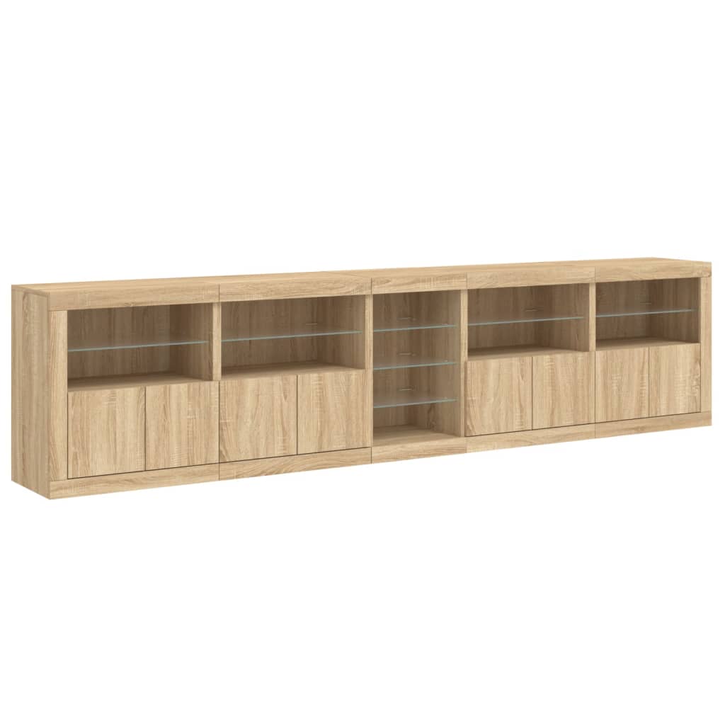 Dressoir met LED-verlichting 283x37x67 cm sonoma eikenkleurig is nu te koop bij PeponiXL, paradijselijk wonen!