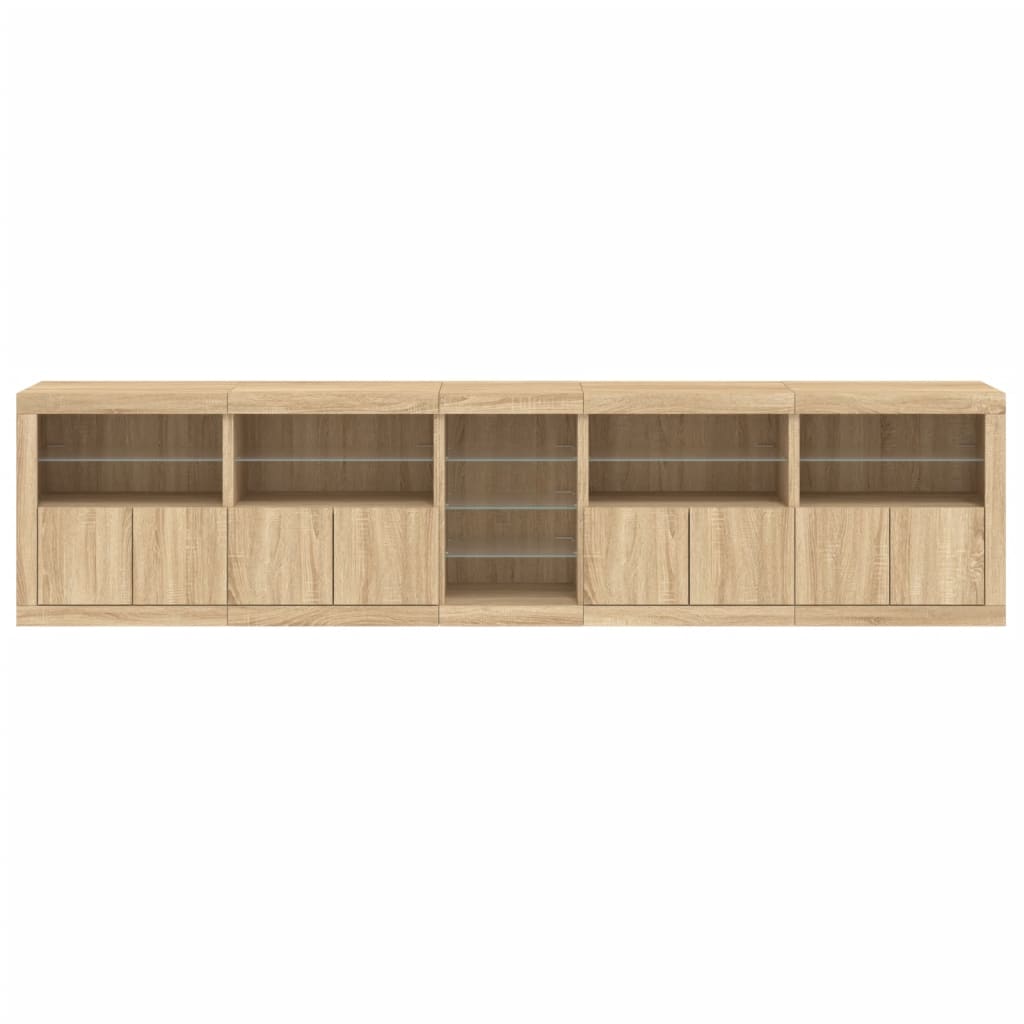 Dressoir met LED-verlichting 283x37x67 cm sonoma eikenkleurig is nu te koop bij PeponiXL, paradijselijk wonen!