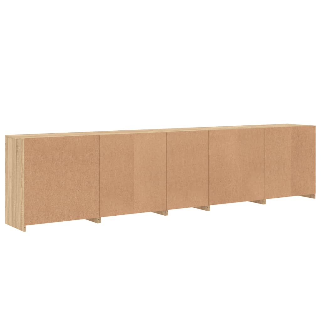 Dressoir met LED-verlichting 283x37x67 cm sonoma eikenkleurig is nu te koop bij PeponiXL, paradijselijk wonen!