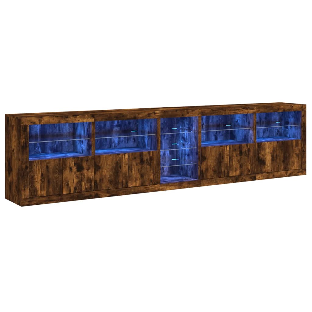 Dressoir met LED-verlichting 283,5x37x67 cm gerookt eikenkleur is nu te koop bij PeponiXL, paradijselijk wonen!