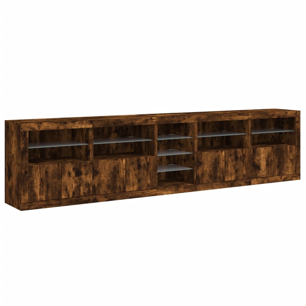 Dressoir met LED-verlichting 283,5x37x67 cm gerookt eikenkleur is nu te koop bij PeponiXL, paradijselijk wonen!