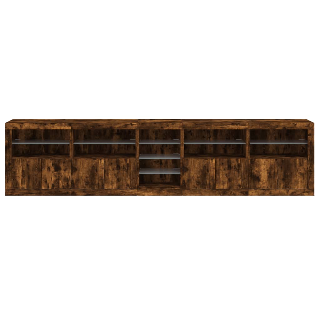 Dressoir met LED-verlichting 283,5x37x67 cm gerookt eikenkleur is nu te koop bij PeponiXL, paradijselijk wonen!
