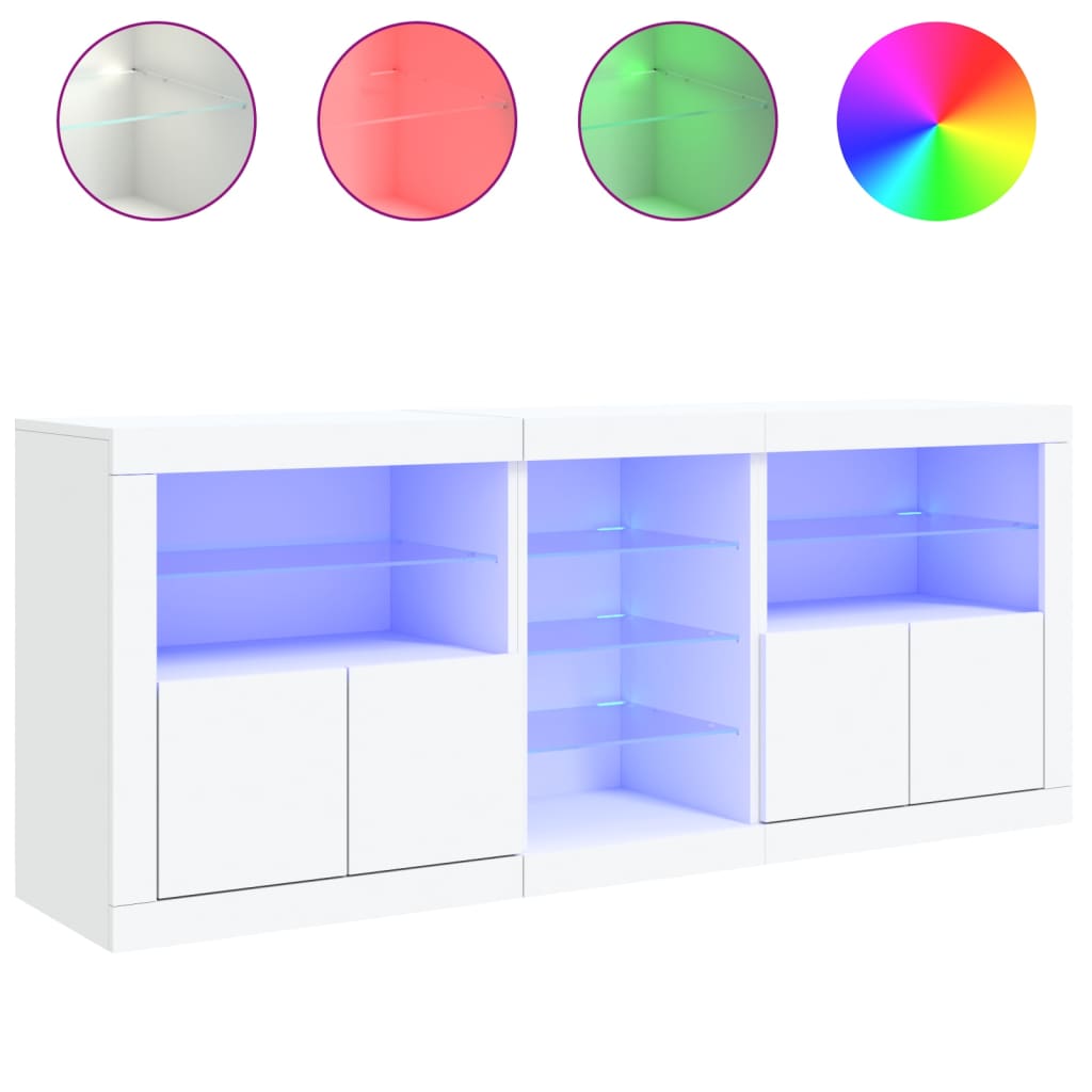 Dressoir met LED-verlichting 162x37x67 cm wit is nu te koop bij PeponiXL, paradijselijk wonen!