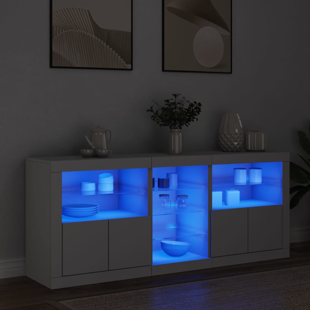 Dressoir met LED-verlichting 162x37x67 cm wit is nu te koop bij PeponiXL, paradijselijk wonen!