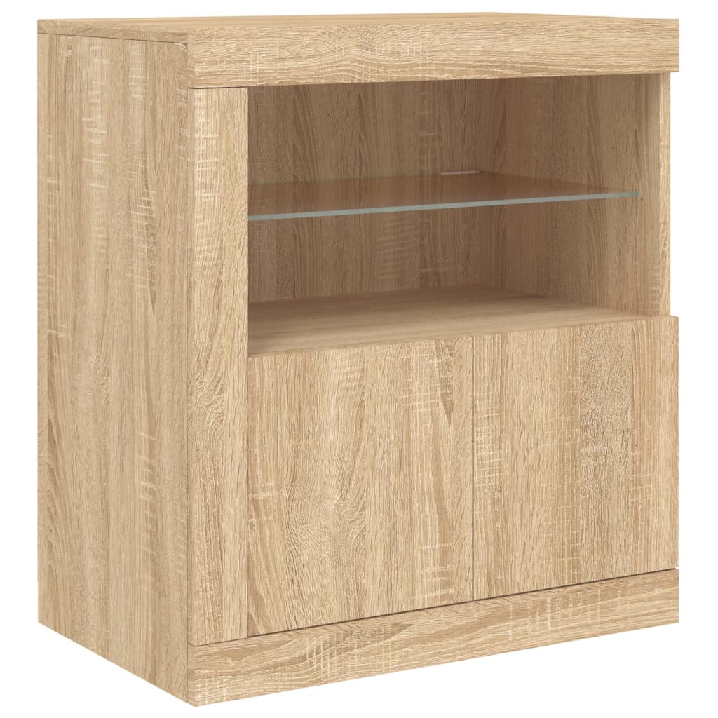 Dressoir met LED-verlichting 162x37x67 cm sonoma eikenkleurig is nu te koop bij PeponiXL, paradijselijk wonen!