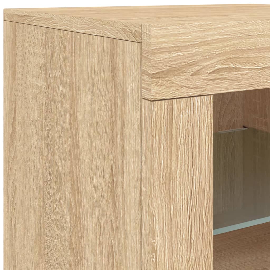 Dressoir met LED-verlichting 162x37x67 cm sonoma eikenkleurig is nu te koop bij PeponiXL, paradijselijk wonen!
