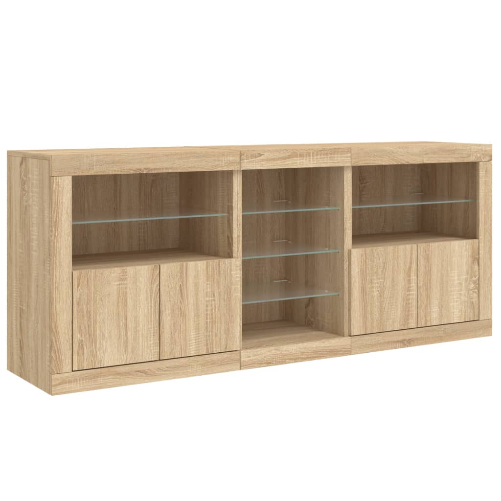 Dressoir met LED-verlichting 181,5x37x67 cm sonoma eikenkleurig is nu te koop bij PeponiXL, paradijselijk wonen!