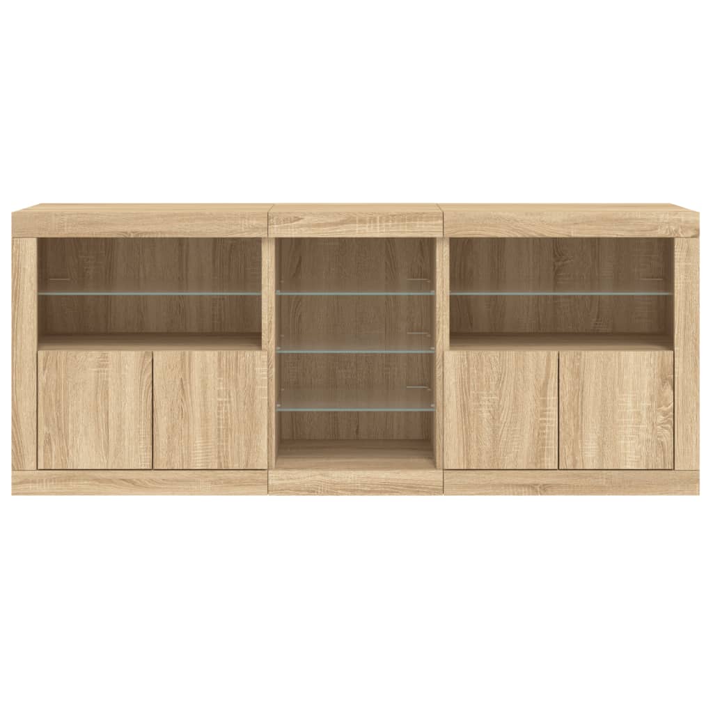 Dressoir met LED-verlichting 181,5x37x67 cm sonoma eikenkleurig is nu te koop bij PeponiXL, paradijselijk wonen!