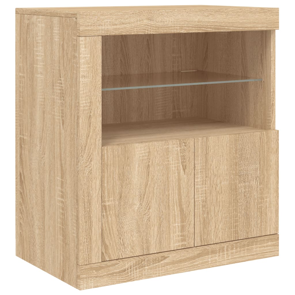 Dressoir met LED-verlichting 181,5x37x67 cm sonoma eikenkleurig is nu te koop bij PeponiXL, paradijselijk wonen!