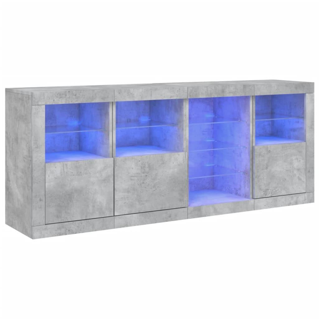 Dressoir met LED-verlichting 164x37x67 cm betongrijs is nu te koop bij PeponiXL, paradijselijk wonen!