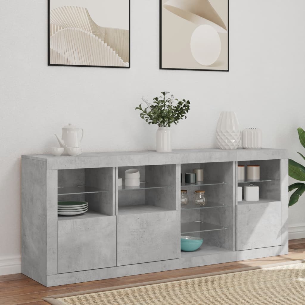 Dressoir met LED-verlichting 164x37x67 cm betongrijs is nu te koop bij PeponiXL, paradijselijk wonen!