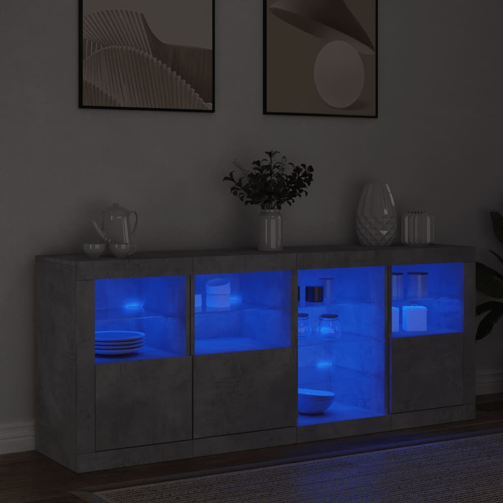 Dressoir met LED-verlichting 164x37x67 cm betongrijs is nu te koop bij PeponiXL, paradijselijk wonen!