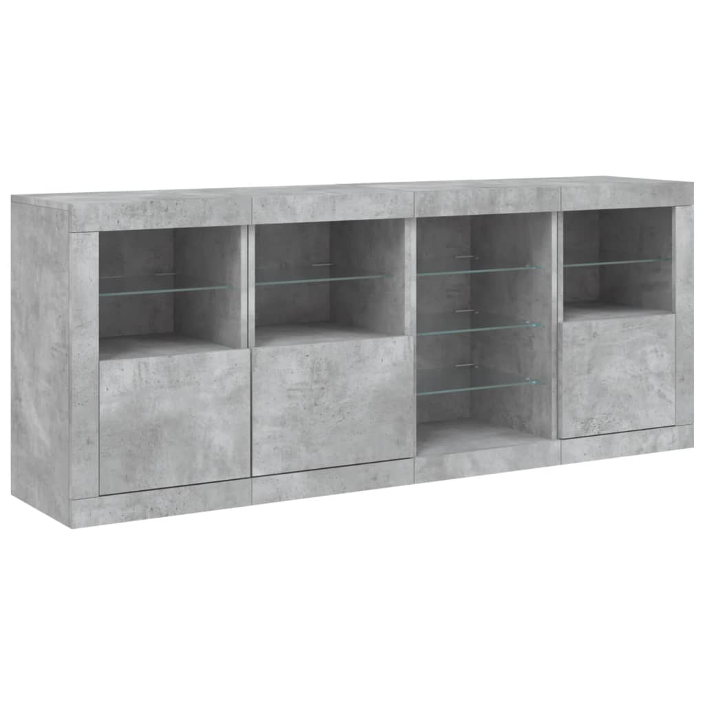 Dressoir met LED-verlichting 164x37x67 cm betongrijs is nu te koop bij PeponiXL, paradijselijk wonen!
