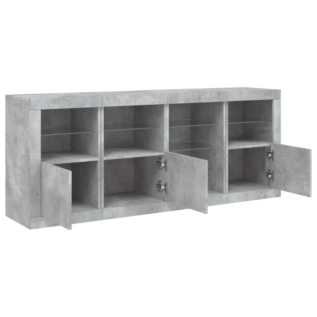 Dressoir met LED-verlichting 164x37x67 cm betongrijs is nu te koop bij PeponiXL, paradijselijk wonen!