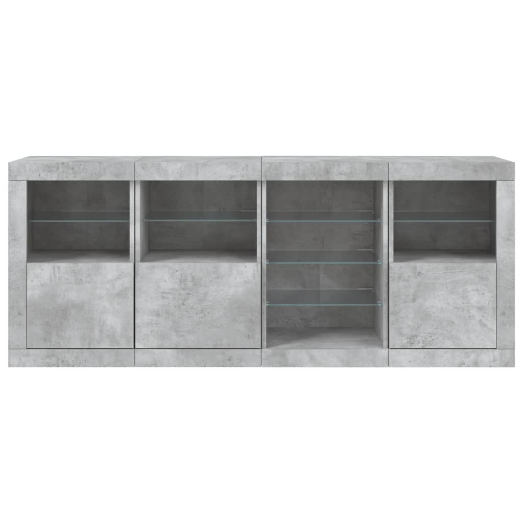 Dressoir met LED-verlichting 164x37x67 cm betongrijs is nu te koop bij PeponiXL, paradijselijk wonen!