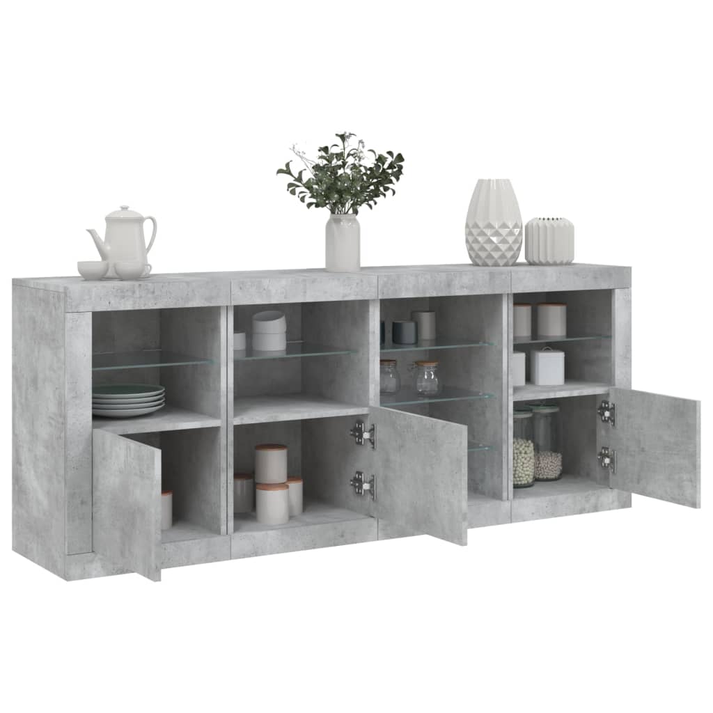 Dressoir met LED-verlichting 164x37x67 cm betongrijs is nu te koop bij PeponiXL, paradijselijk wonen!