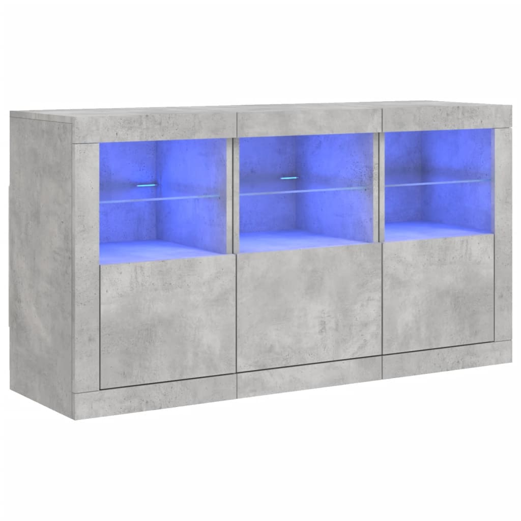 Dressoir met LED-verlichting 123x37x67 cm betongrijs is nu te koop bij PeponiXL, paradijselijk wonen!