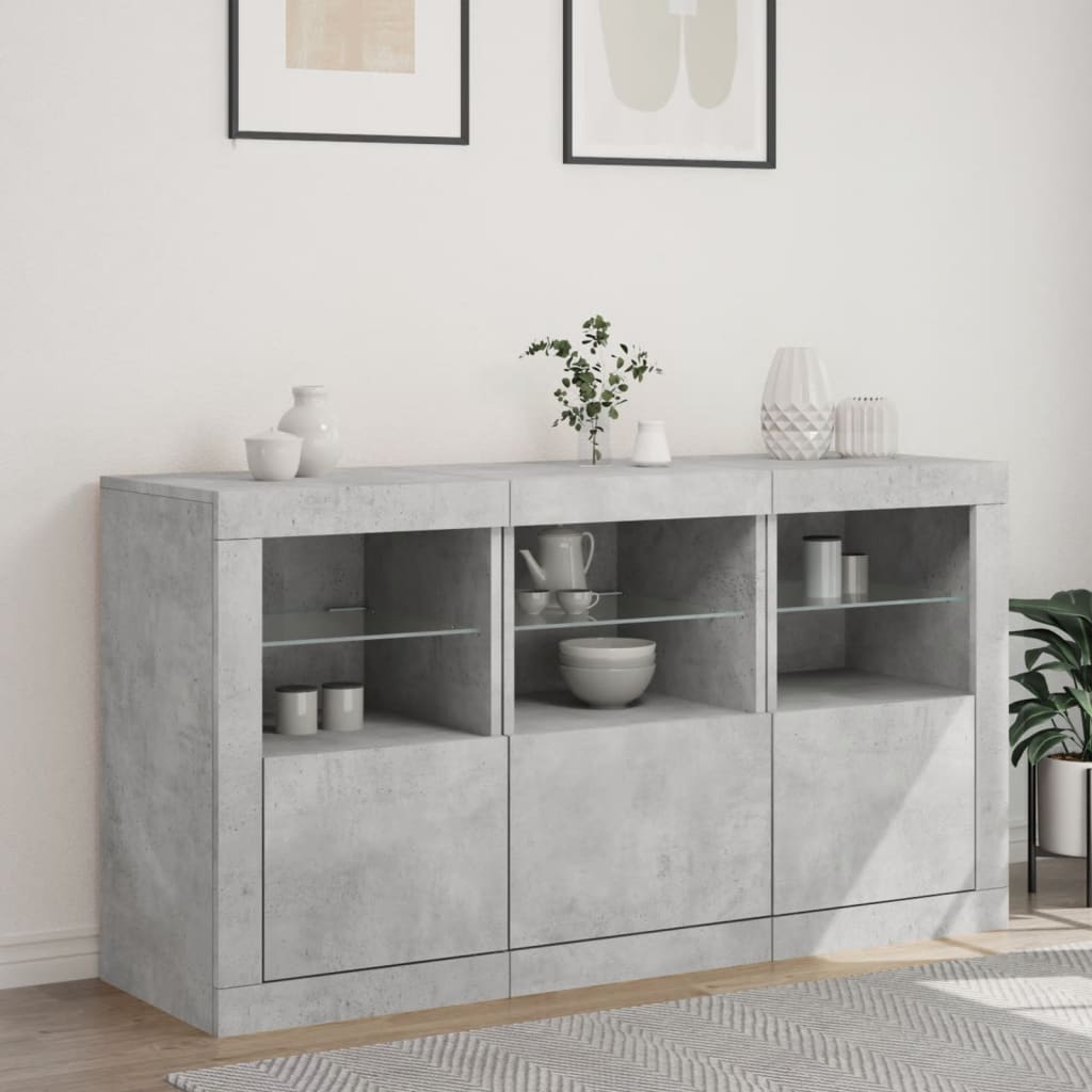 Dressoir met LED-verlichting 123x37x67 cm betongrijs is nu te koop bij PeponiXL, paradijselijk wonen!