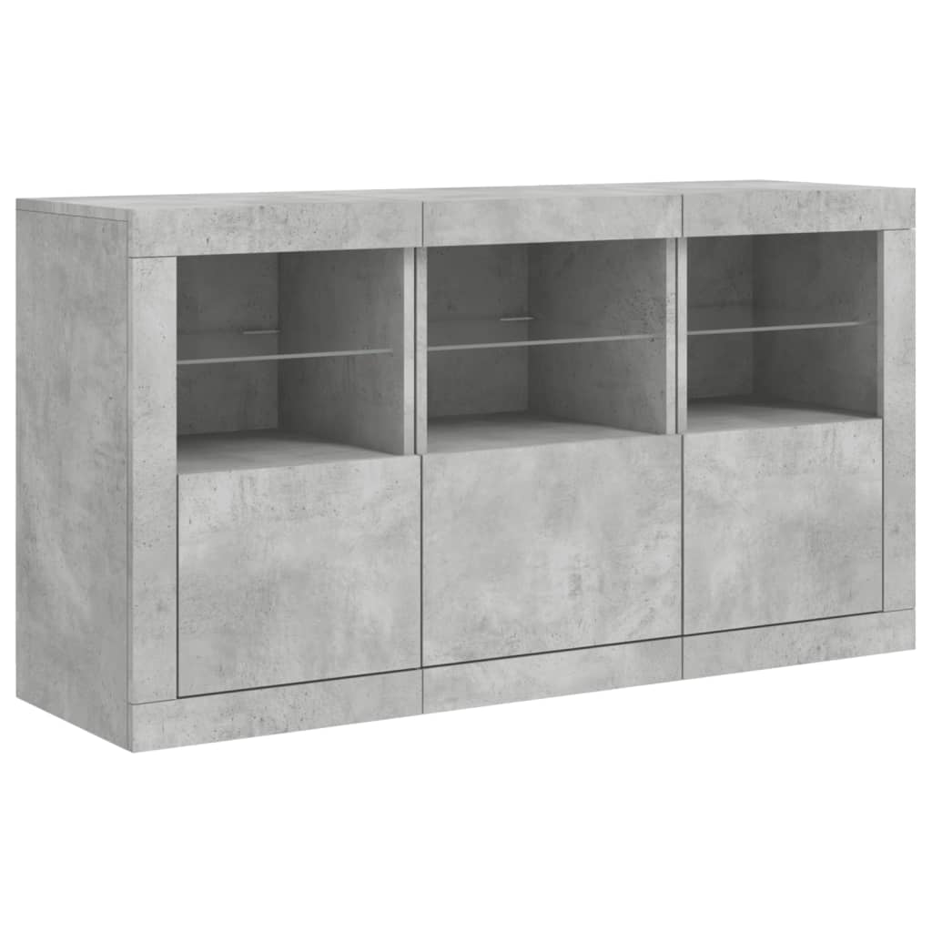 Dressoir met LED-verlichting 123x37x67 cm betongrijs is nu te koop bij PeponiXL, paradijselijk wonen!