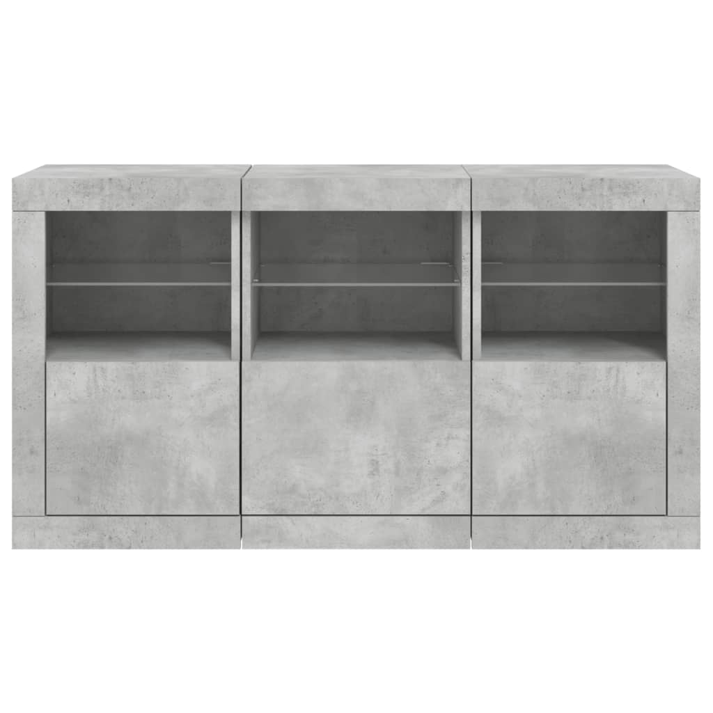 Dressoir met LED-verlichting 123x37x67 cm betongrijs is nu te koop bij PeponiXL, paradijselijk wonen!