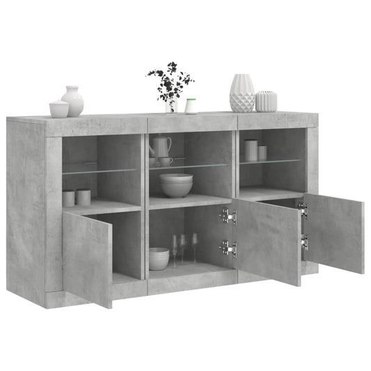 Dressoir met LED-verlichting 123x37x67 cm betongrijs is nu te koop bij PeponiXL, paradijselijk wonen!