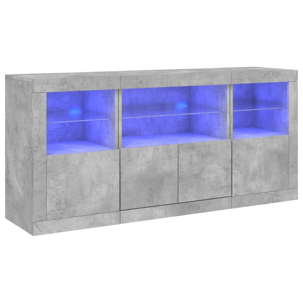 Dressoir met LED-verlichting 142,5x37x67 cm betongrijs is nu te koop bij PeponiXL, paradijselijk wonen!