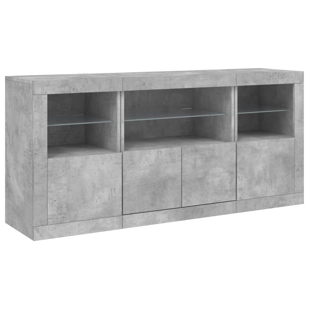 Dressoir met LED-verlichting 142,5x37x67 cm betongrijs is nu te koop bij PeponiXL, paradijselijk wonen!