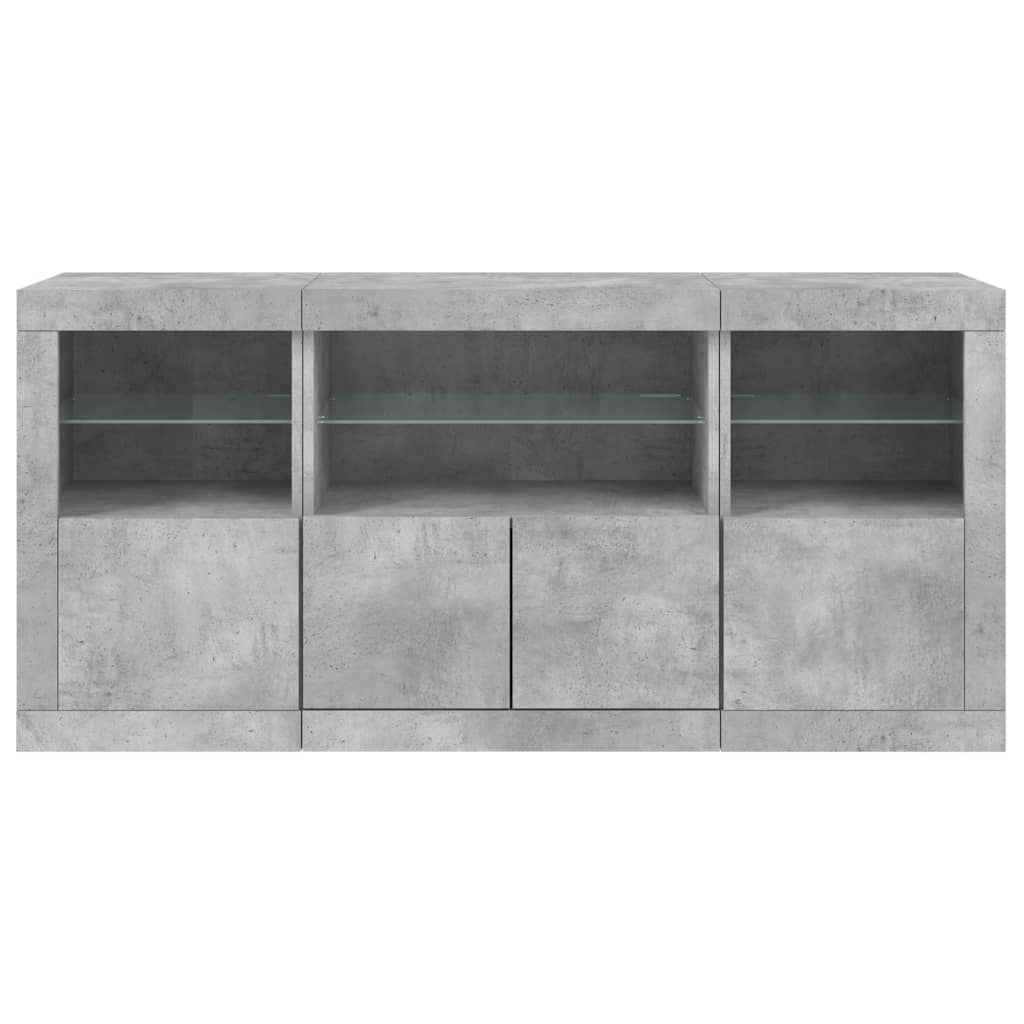 Dressoir met LED-verlichting 142,5x37x67 cm betongrijs is nu te koop bij PeponiXL, paradijselijk wonen!
