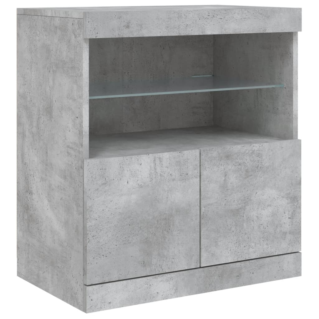 Dressoir met LED-verlichting 142,5x37x67 cm betongrijs is nu te koop bij PeponiXL, paradijselijk wonen!
