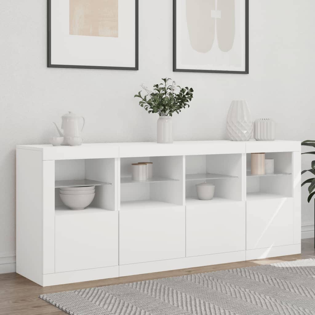 Dressoir met LED-verlichting 163x37x67 cm wit is nu te koop bij PeponiXL, paradijselijk wonen!