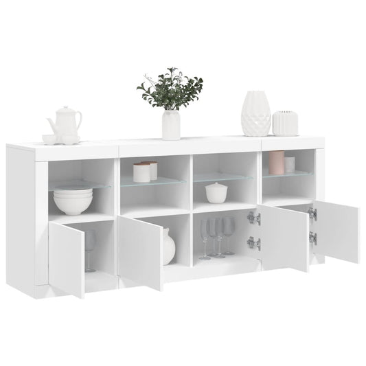 Dressoir met LED-verlichting 163x37x67 cm wit is nu te koop bij PeponiXL, paradijselijk wonen!